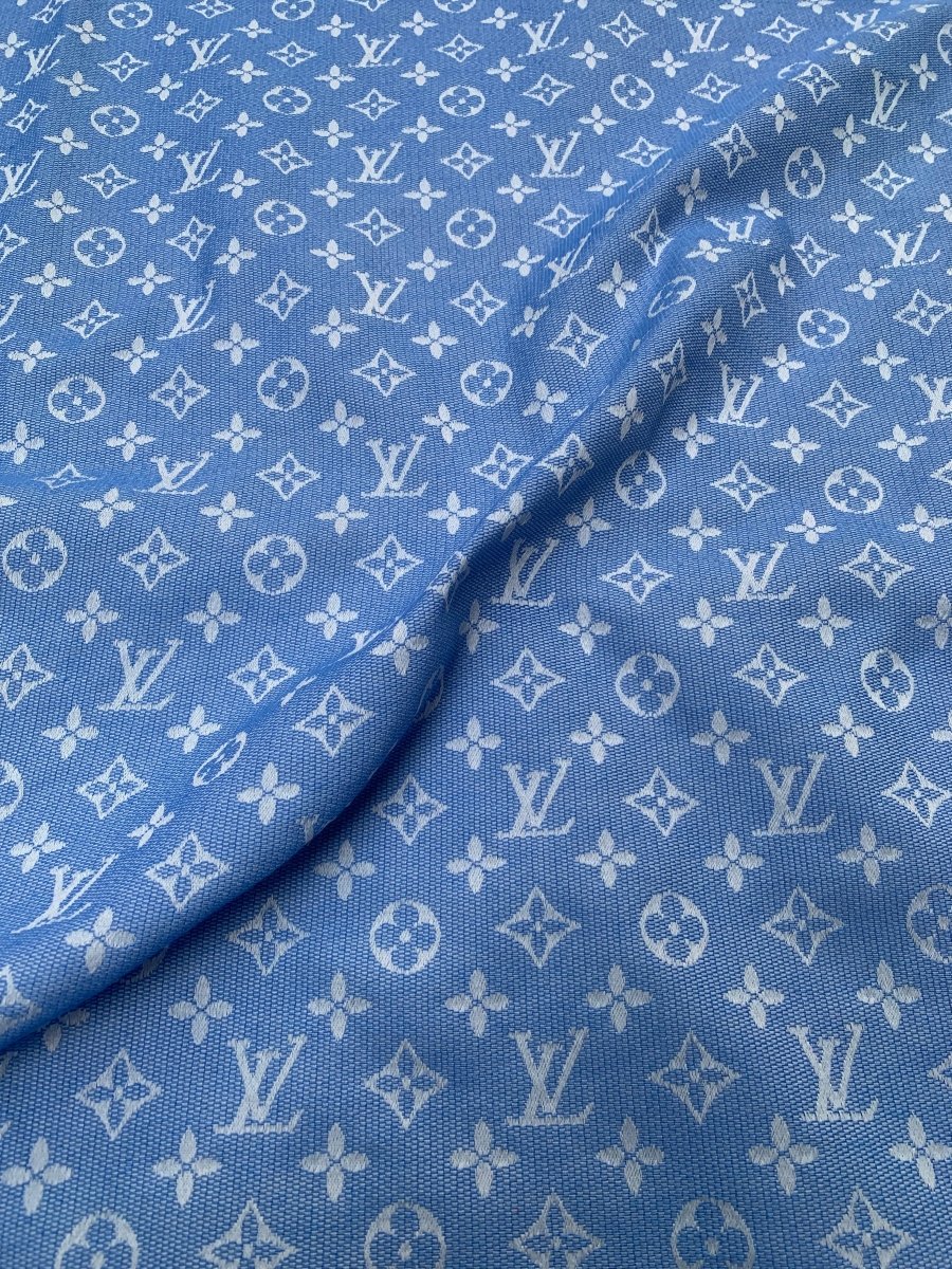 Cotton Jacquard Light Blue Summer LV Custom Fabric - mingfabricstore