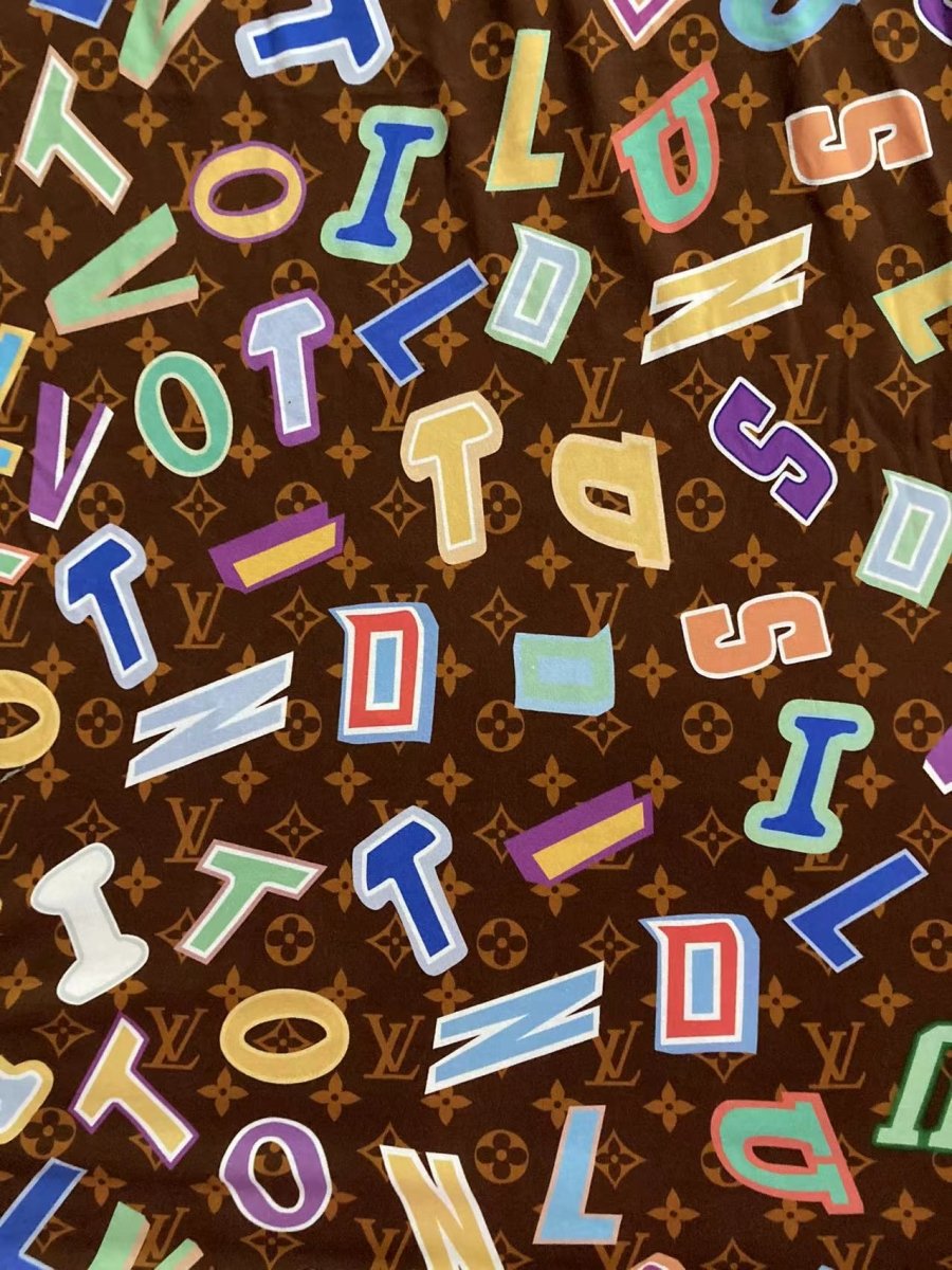 Cotton Stretchy LV Letter Printing Fabric for Summer Wear T-Shirt - mingfabricstore