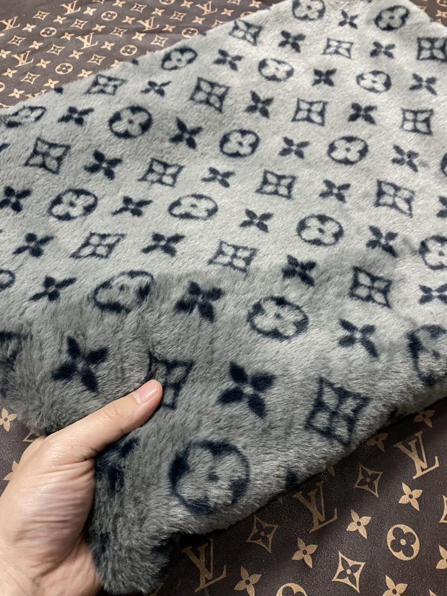 Cozy Warm Cream Louis Vuitton Fur Plush Fabric - mingfabricstore