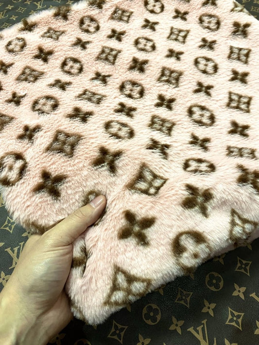 Cozy Warm Pink Louis Vuitton Fur Plush Fabric for Timberland Hat Custom - mingfabricstore