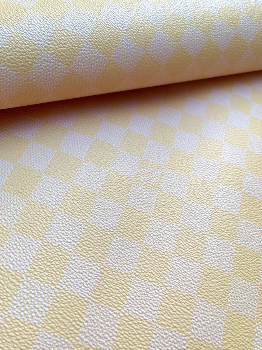 Crafting Light Yellow LV Damier Vinyl for Custom DIY Upholstery - mingfabricstore