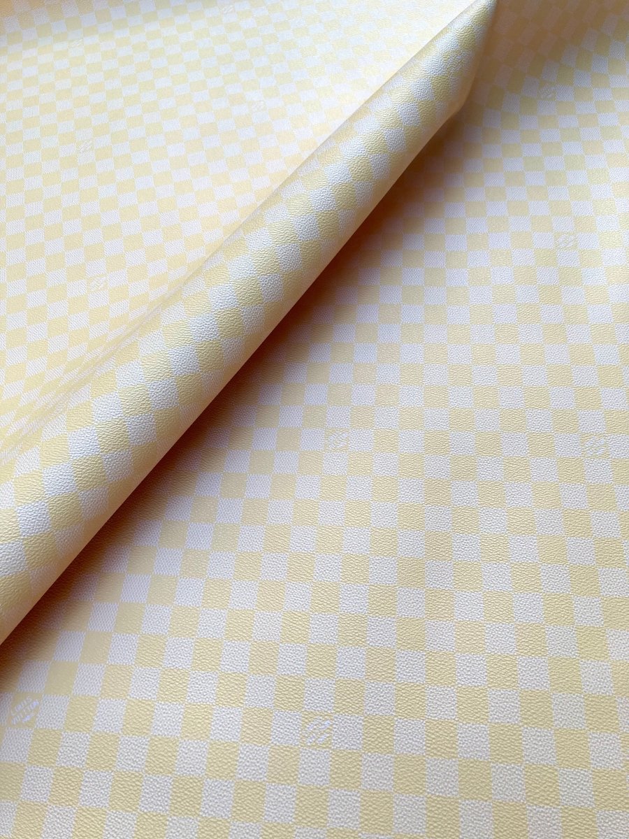 Crafting Light Yellow LV Damier Vinyl for Custom DIY Upholstery - mingfabricstore