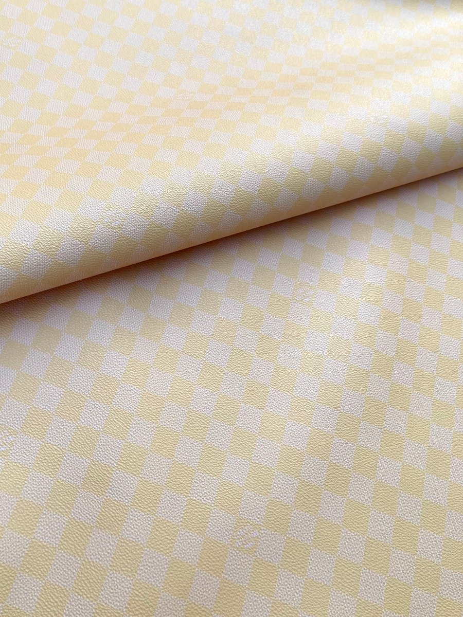 Crafting Light Yellow LV Damier Vinyl for Custom DIY Upholstery - mingfabricstore