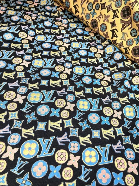 Crafts Colorful Jacquard LV Fabric for Handmade Custom Apparel - mingfabricstore