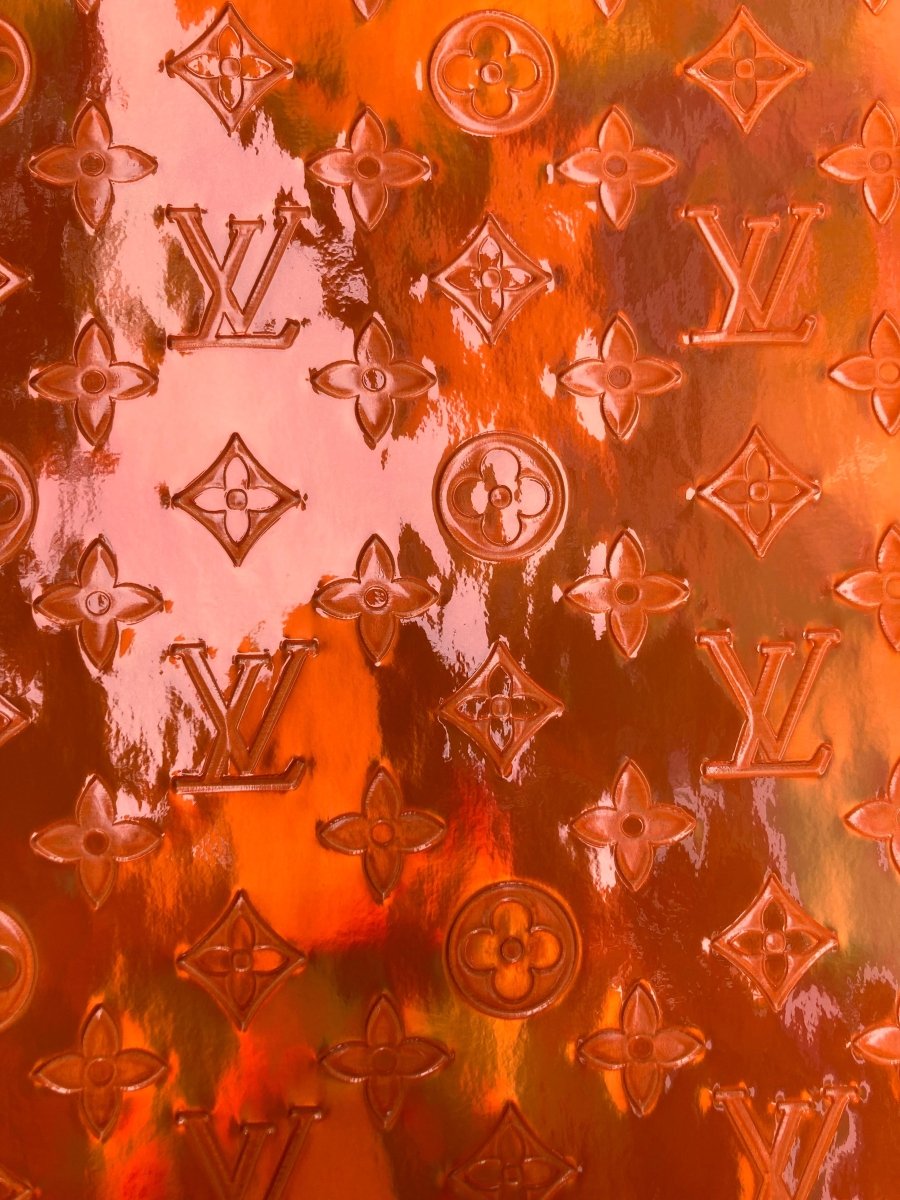 Crafts DIY Reflective Orange LV Vinyl for Custom Upholstery - mingfabricstore