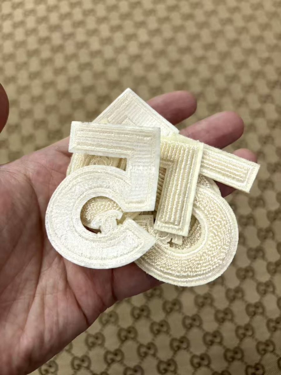 Cream Chanel No.5 Iron on Patches for DIY Crafts Projects - mingfabricstore