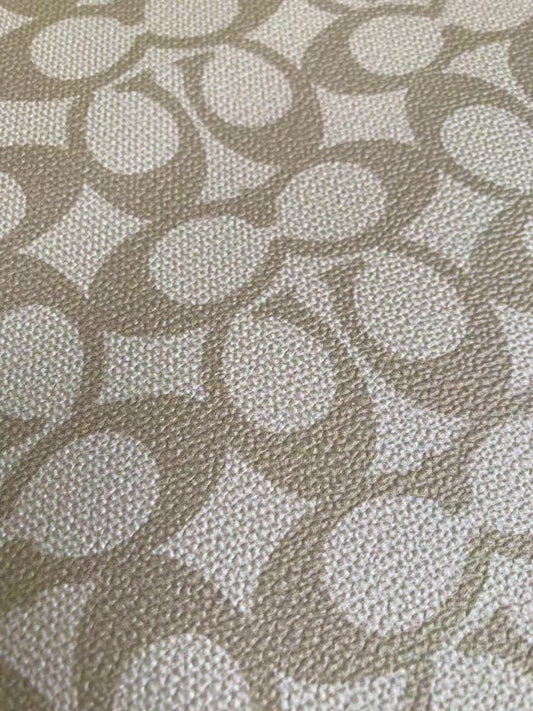 Cream Coach Vinyl Leather for Bag Material Custom Shoes - mingfabricstore