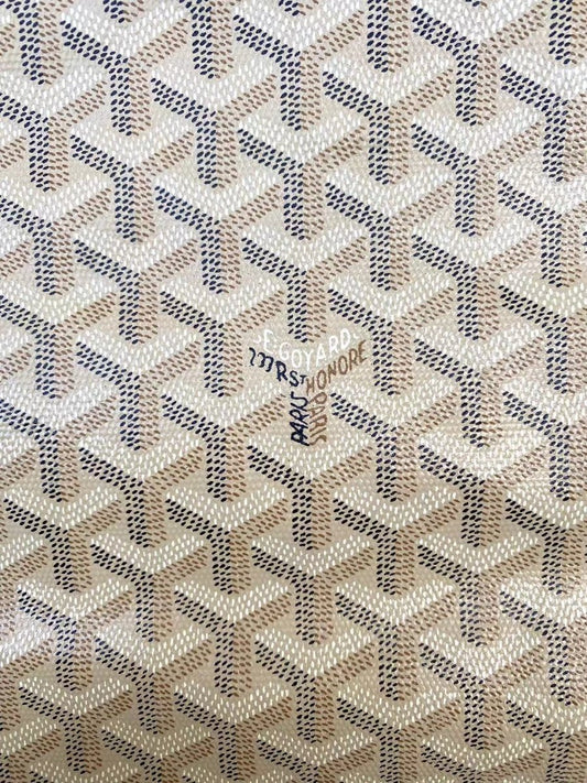 Cream Goyard Canvas Leather Fabric Original Quality for Custom DIY Goyard Bag Sewing - mingfabricstore