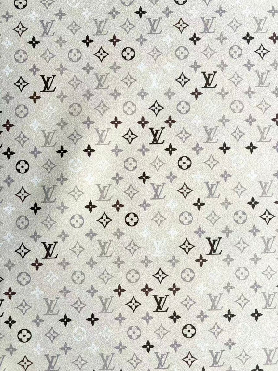 Cream LV Monogram DIY Leather for Crafts Helmet Custom - mingfabricstore