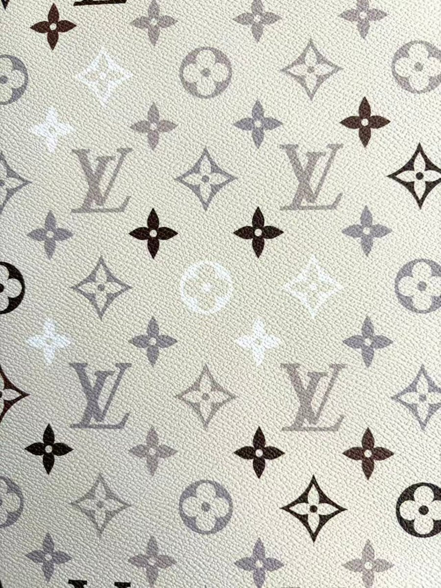 Cream LV Monogram DIY Leather for Crafts Helmet Custom - mingfabricstore