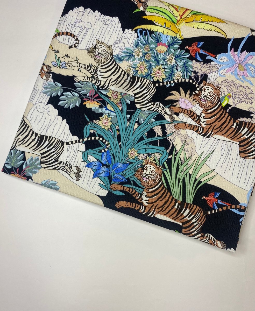 Custom Canvas Tiger Art Cotton Fabric for Handmade Sewing - mingfabricstore
