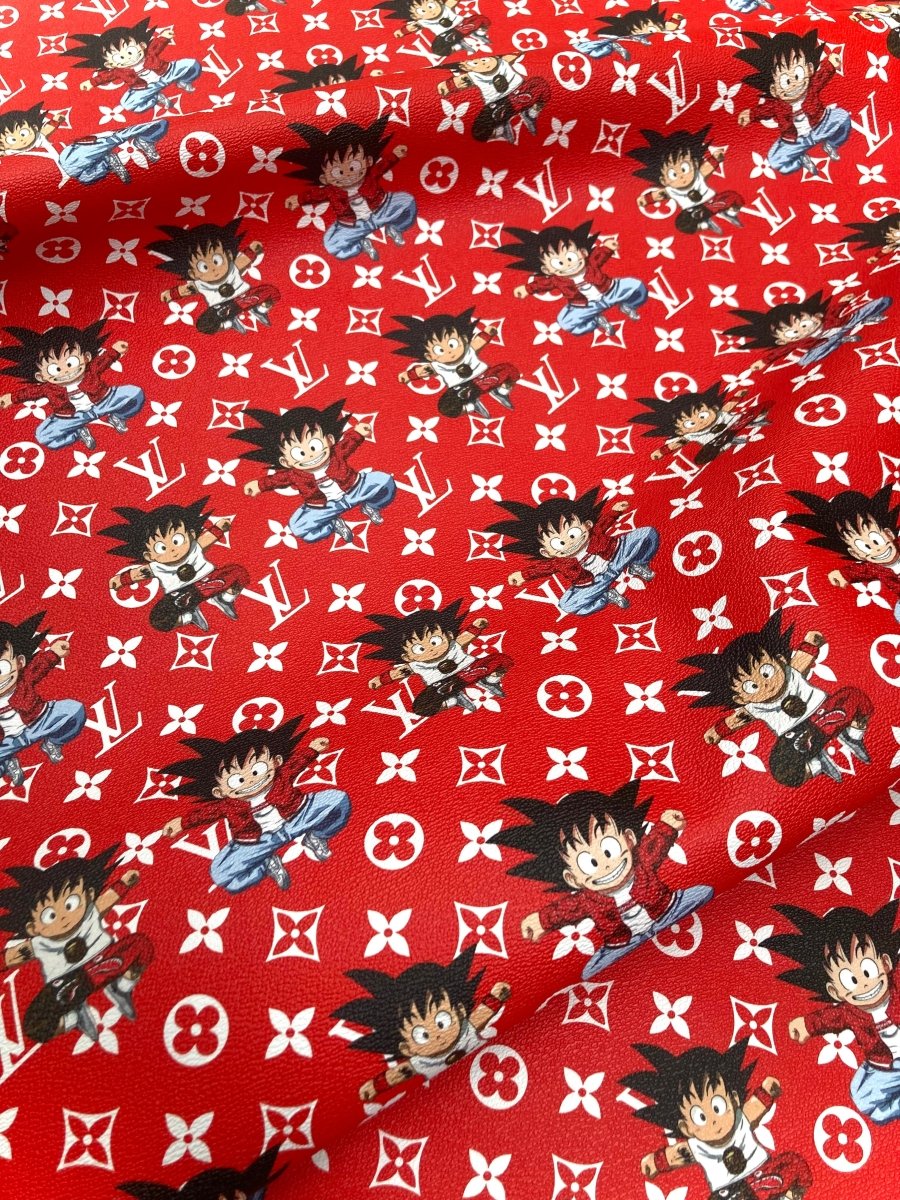 Custom Cartoon Dragon Ball LV Supreme Leather Fabric for DIY Crafts Upholstery - mingfabricstore