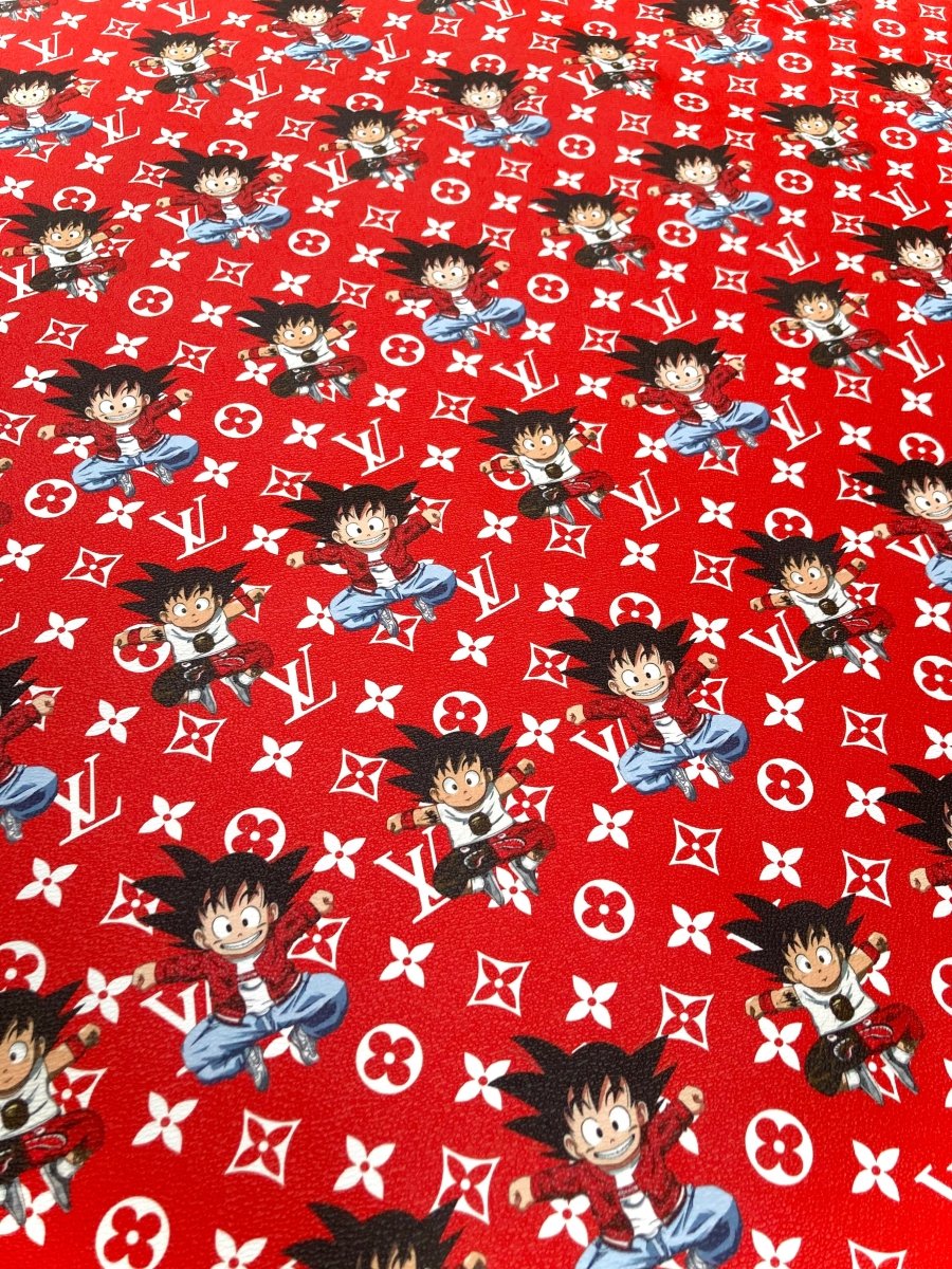 Custom Cartoon Dragon Ball LV Supreme Leather Fabric for DIY Crafts Upholstery - mingfabricstore
