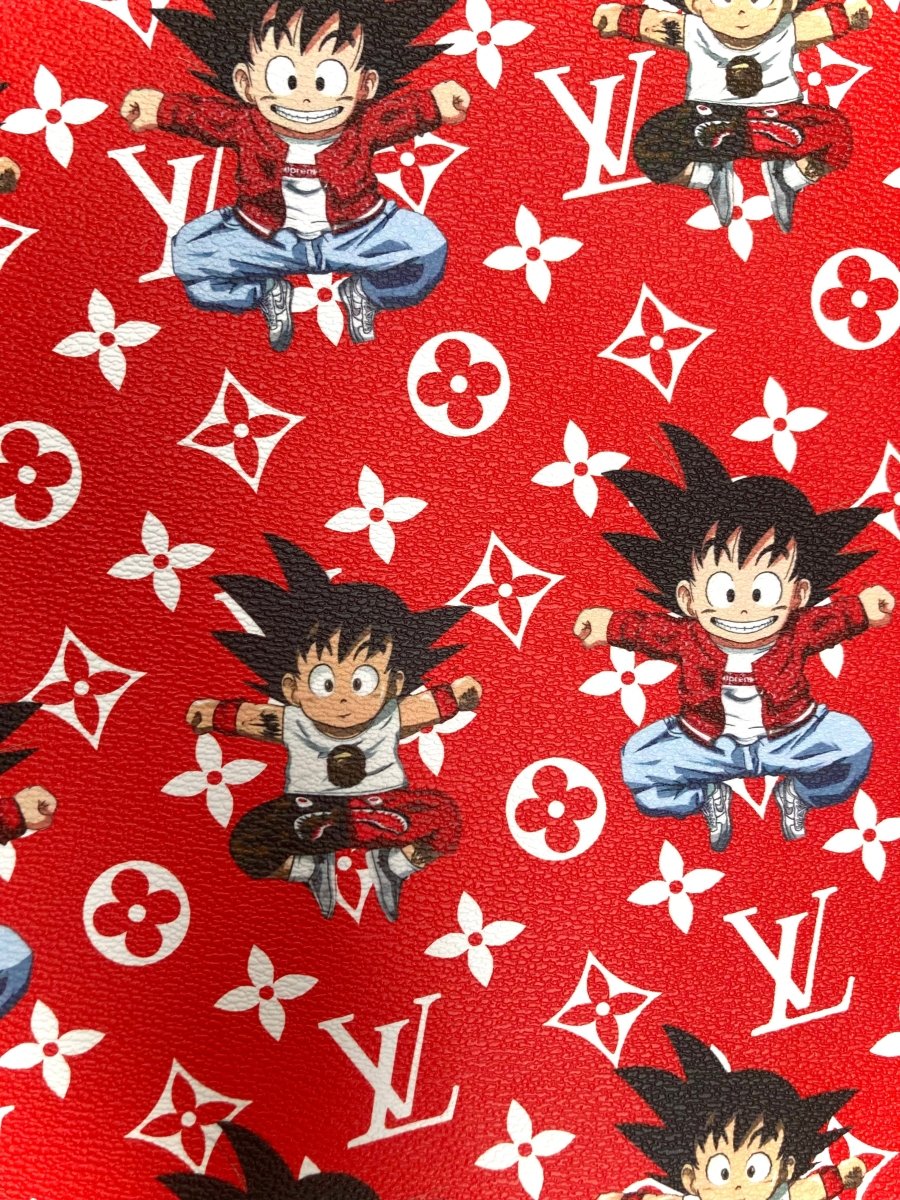 Custom Cartoon Dragon Ball LV Supreme Leather Fabric for DIY Crafts Upholstery - mingfabricstore