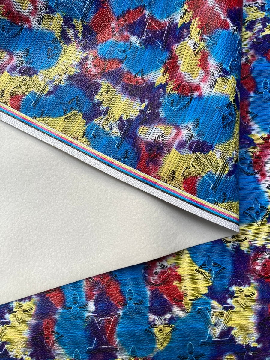 Custom Crafts Camouflage LV Leather Fabric for Handmade Upholstery - mingfabricstore