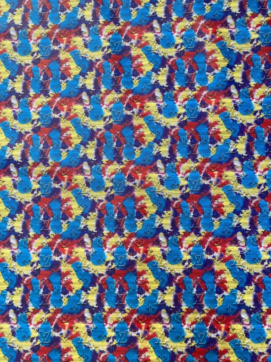 Custom Crafts Camouflage LV Leather Fabric for Handmade Upholstery - mingfabricstore