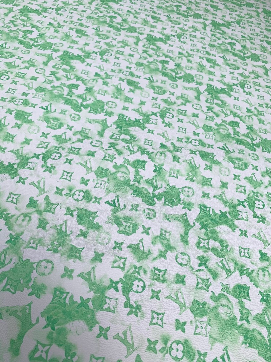 Custom Crafts Summer Blue LV Vinyl for Sneakers Apparel Upholstery - mingfabricstore