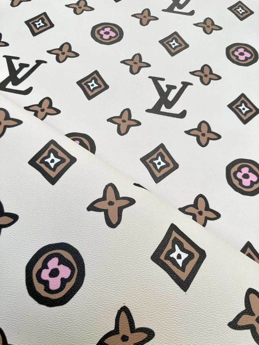 Custom Designer Inspired Leather Fabric LV Vinyl for DIY Sneakers Handmade Crafts - mingfabricstore