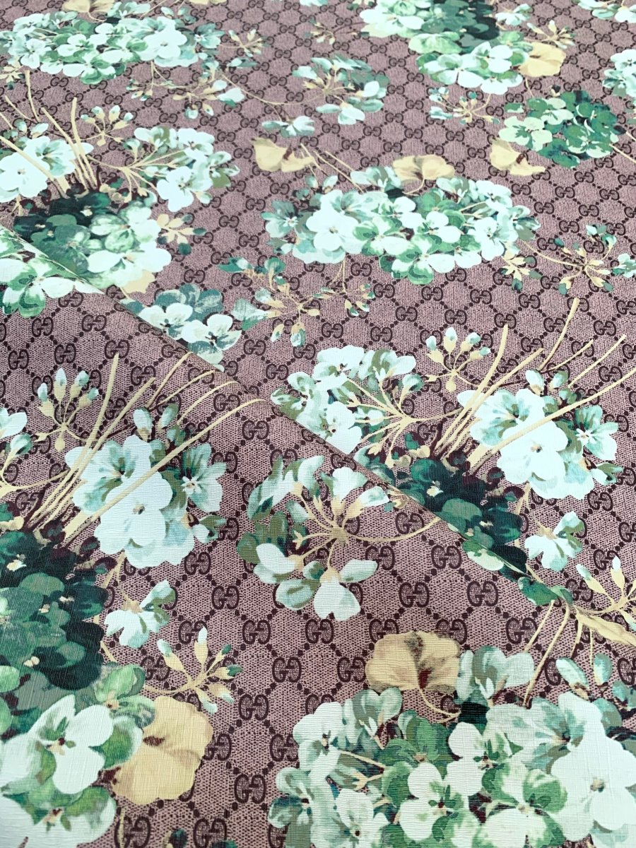 Custom Designer Vinyl Gucci Flower Leather Fabric Sold by Yard for DIY Sewing Sneakers Upholstery - mingfabricstore