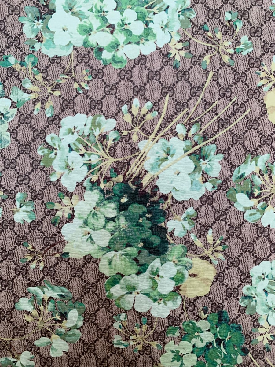 Custom Designer Vinyl Gucci Flower Leather Fabric Sold by Yard for DIY Sewing Sneakers Upholstery - mingfabricstore