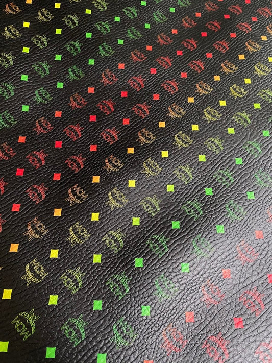 Custom Faux Leather Colorful MCM Material for DIY Sewing Upholstery Projects - mingfabricstore