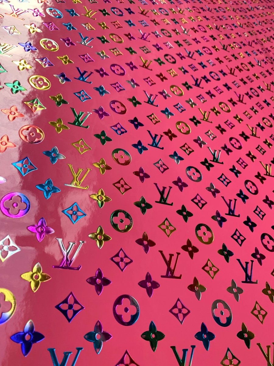 Custom Handcrafted Hot Pink LV Colorful Embossed Vinyl for Designer - mingfabricstore