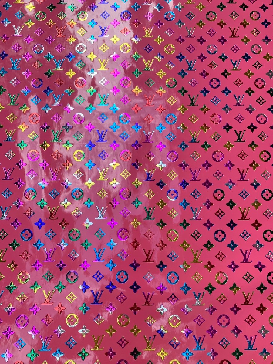 Custom Handcrafted Hot Pink LV Colorful Embossed Vinyl for Designer - mingfabricstore