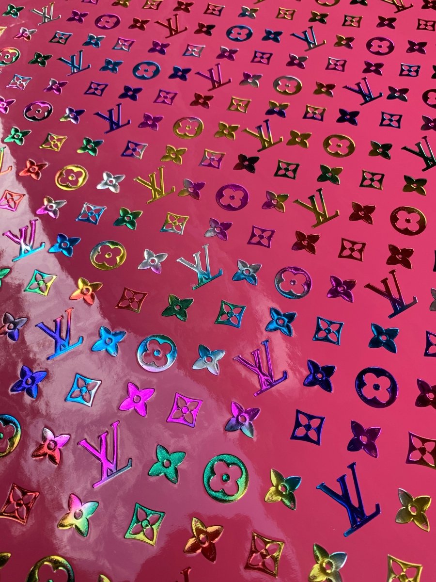 Custom Handcrafted Hot Pink LV Colorful Embossed Vinyl for Designer - mingfabricstore