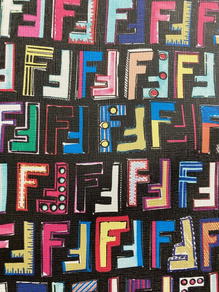 Custom Handmade Black Colorful Fendi Crafts Vinyl for Sneakers Upholstery - mingfabricstore