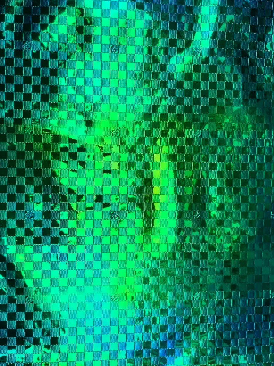 Custom Handmade DIY Green Blue Gradient Reflective Damier LV for Upholstery - mingfabricstore