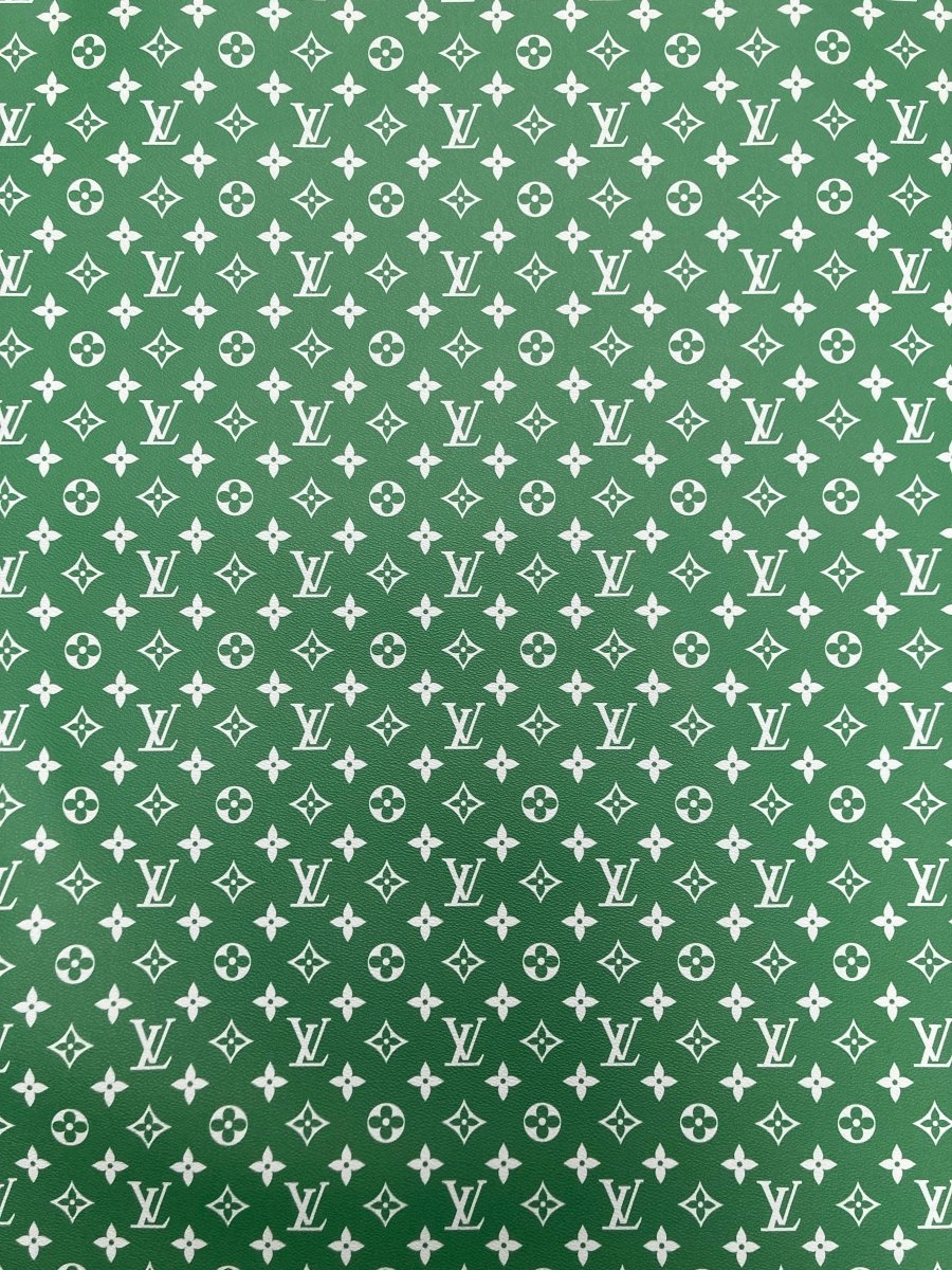 Custom Handmade Leather Vintage Green LV Fabric for Sneakers Upholstery - mingfabricstore