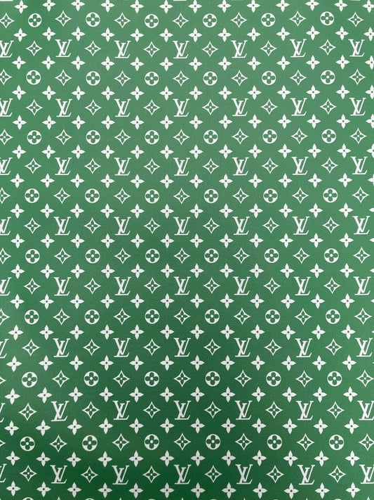 Custom Handmade Leather Vintage Green LV Fabric for Sneakers Upholstery - mingfabricstore