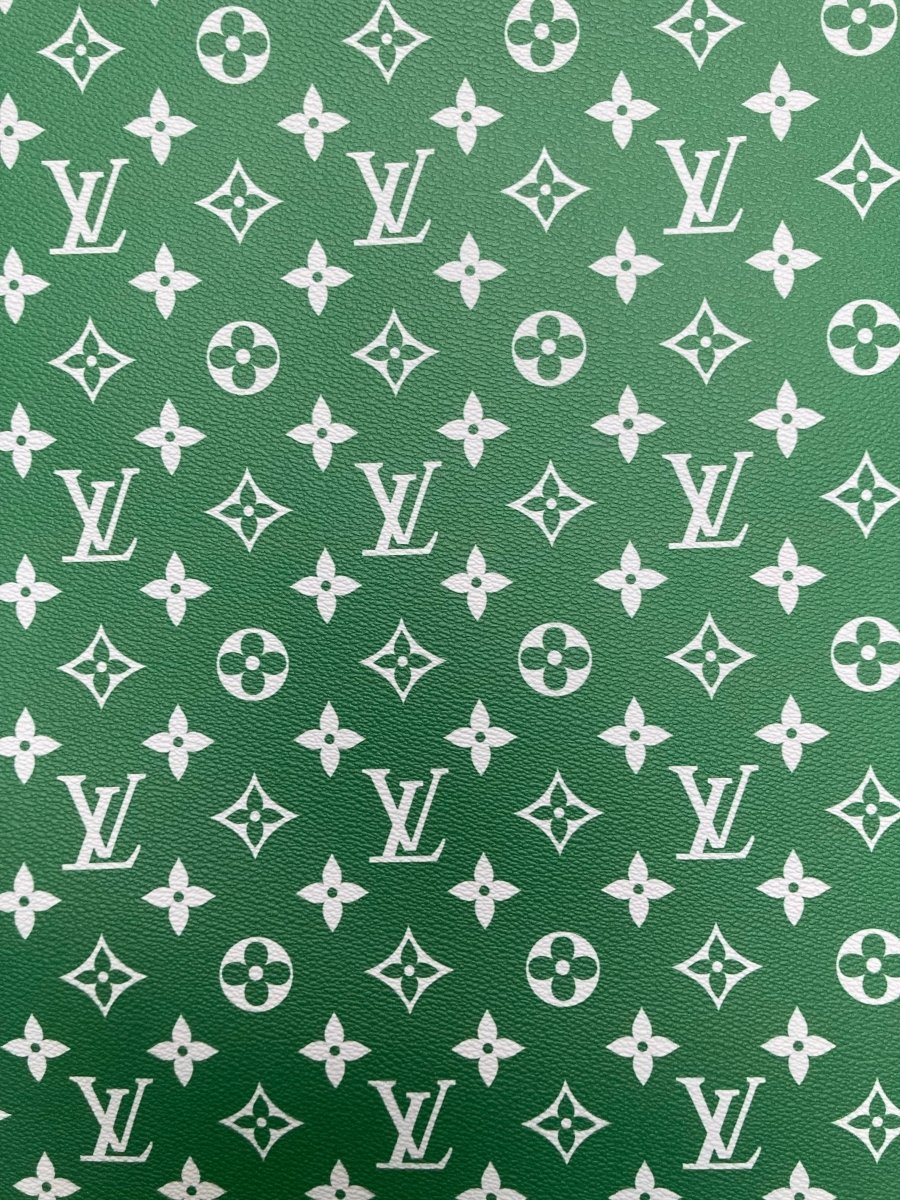 Custom Handmade Leather Vintage Green LV Fabric for Sneakers Upholstery - mingfabricstore