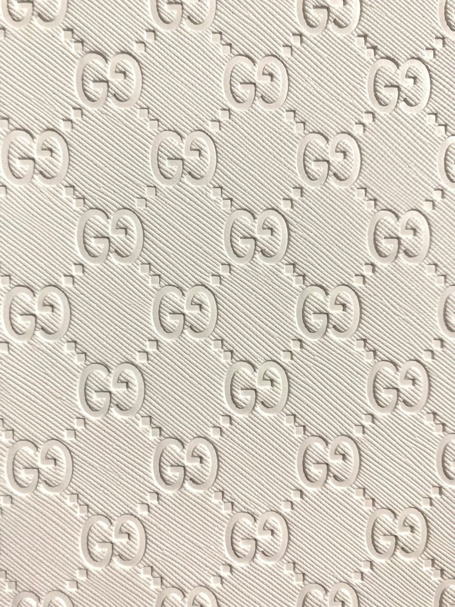 Custom Handmade Leather White Embossed Gucci for Sneaker Upholstery - mingfabricstore
