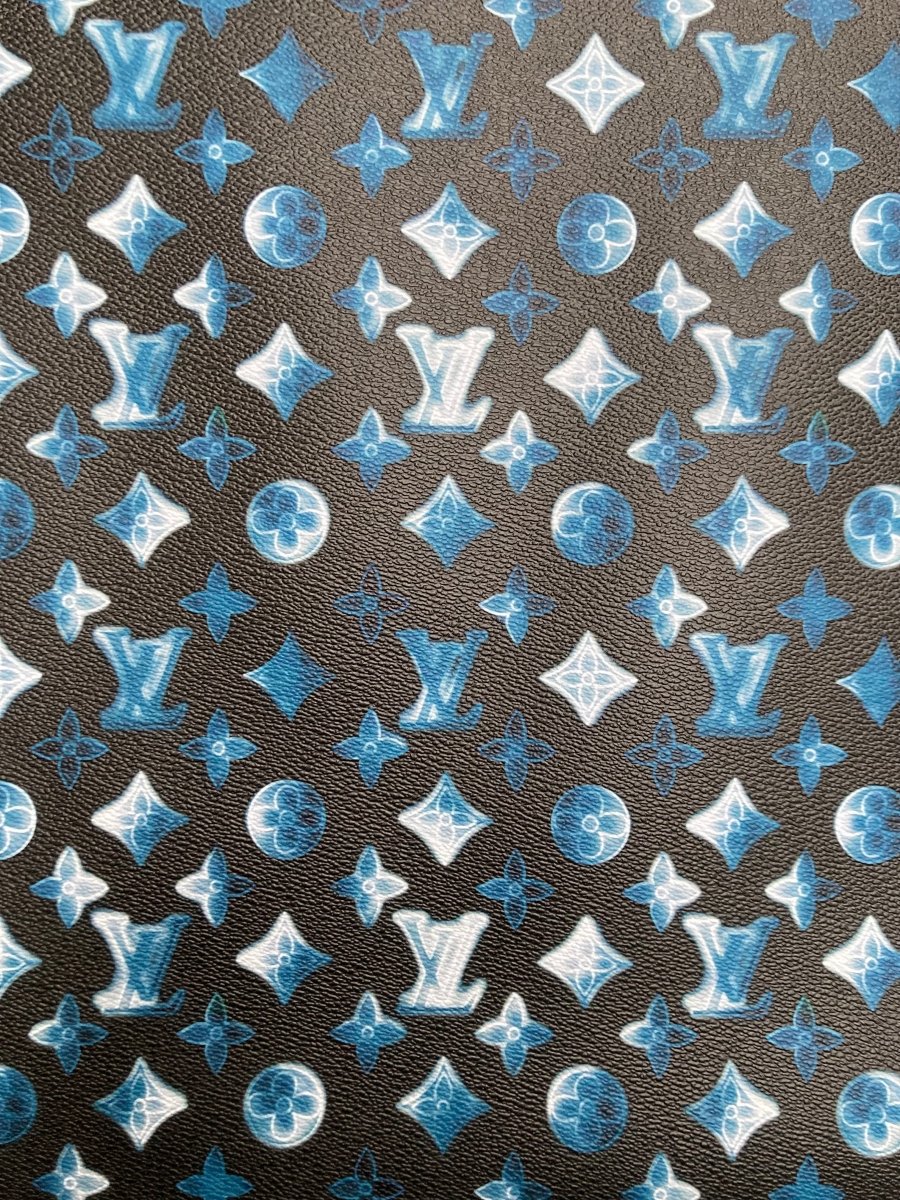 Custom Leather Blue LV For Sneakers Handmade Crafts - mingfabricstore