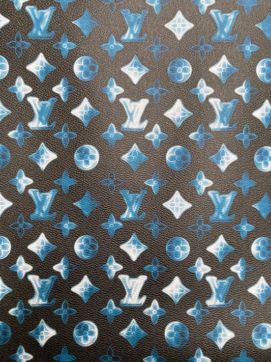 Custom Leather Blue LV For Sneakers Handmade Crafts - mingfabricstore