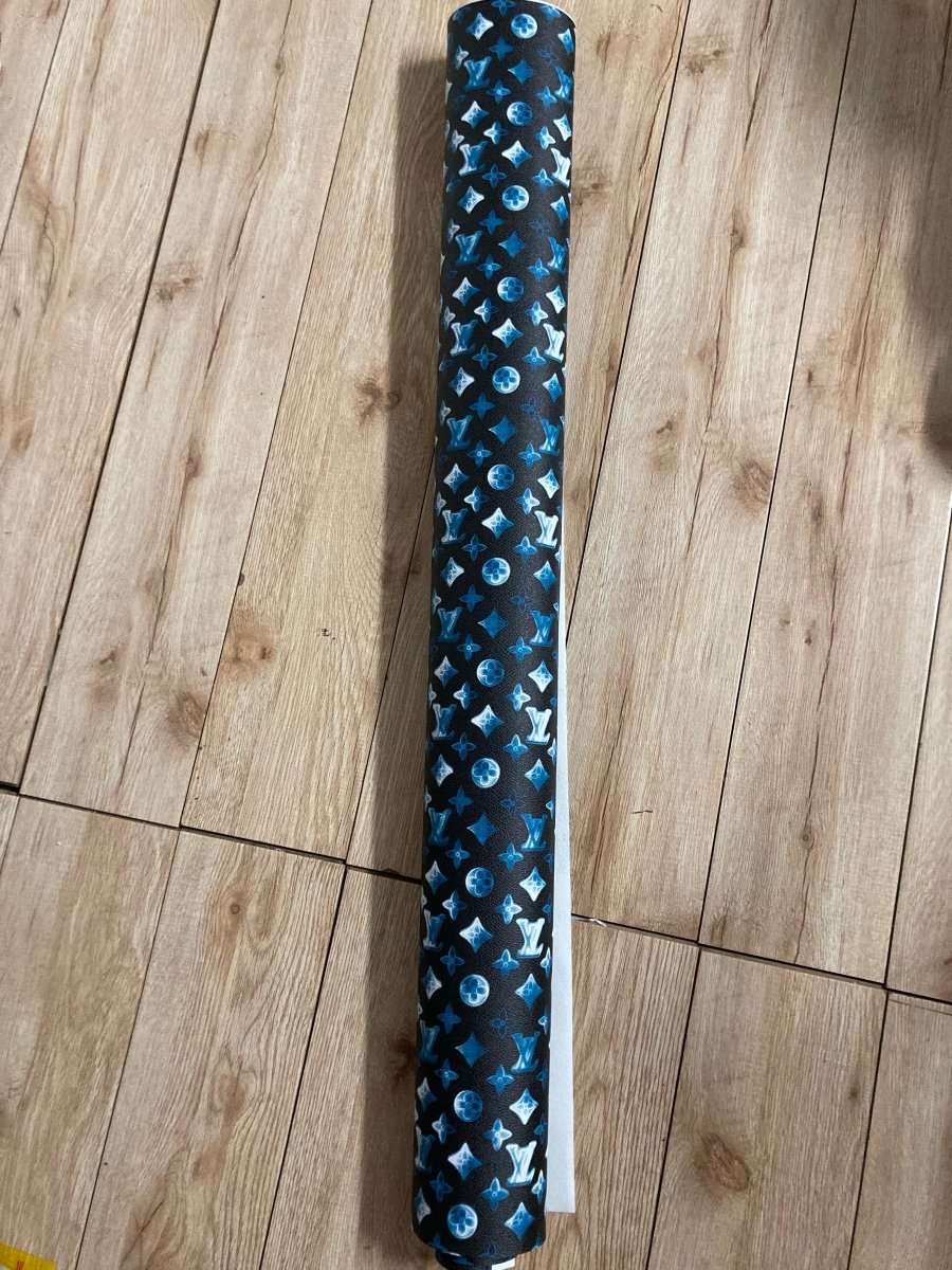 Custom Leather Blue LV For Sneakers Handmade Crafts - mingfabricstore