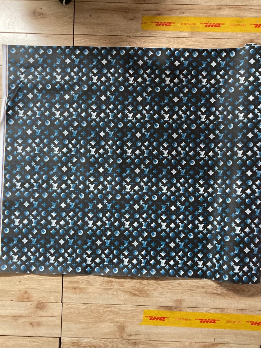 Custom Leather Blue LV For Sneakers Handmade Crafts - mingfabricstore