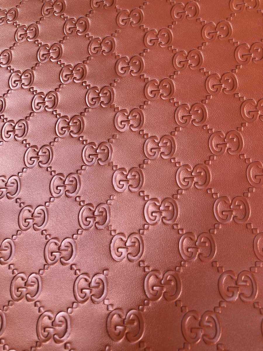 Custom Leather HandCraft Material Brown Embossed Gucci for Bag Sneakers Upholstery - mingfabricstore