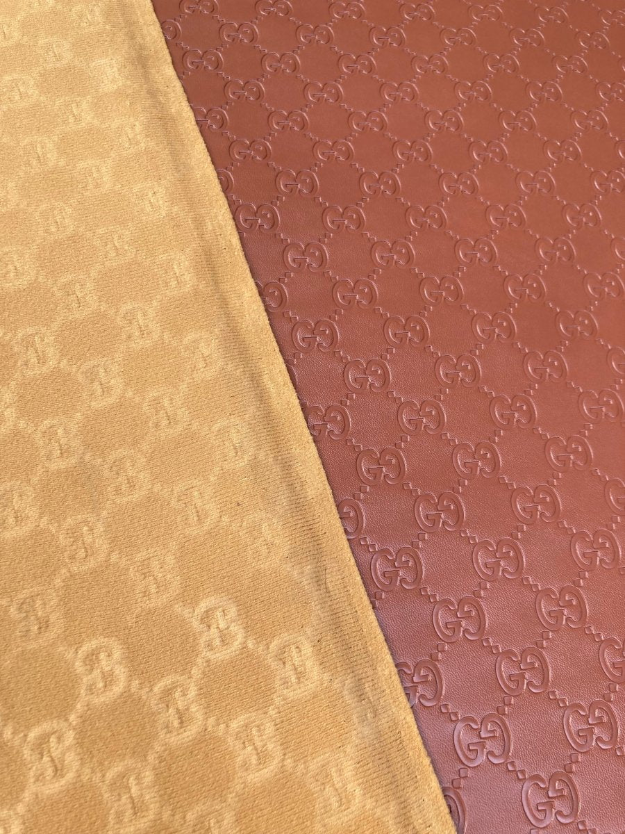 Custom Leather HandCraft Material Brown Embossed Gucci for Bag Sneakers Upholstery - mingfabricstore