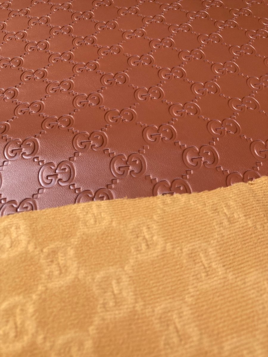 Custom Leather HandCraft Material Brown Embossed Gucci for Bag Sneakers Upholstery - mingfabricstore