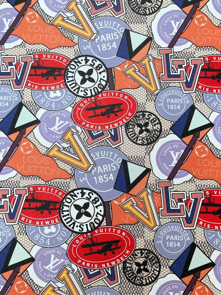 Custom Leather Handcraft Material Vintage LV Pattern Vinyl Fabric for Bag Sneakers - mingfabricstore