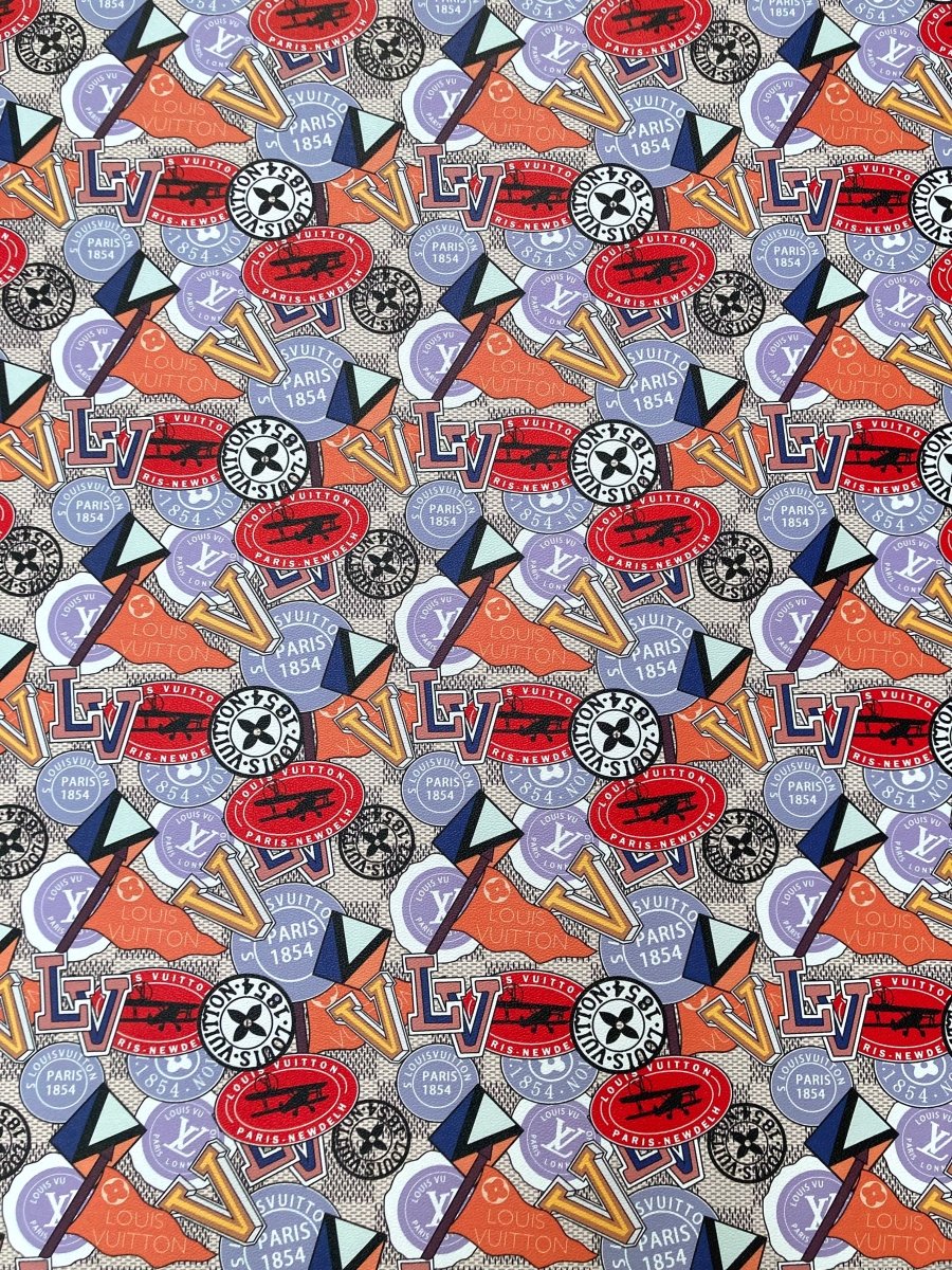 Custom Leather Handcraft Material Vintage LV Pattern Vinyl Fabric for Bag Sneakers - mingfabricstore