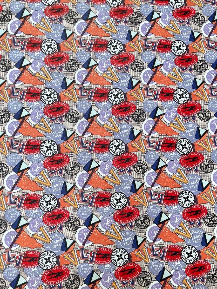 Custom Leather Handcraft Material Vintage LV Pattern Vinyl Fabric for Bag Sneakers - mingfabricstore