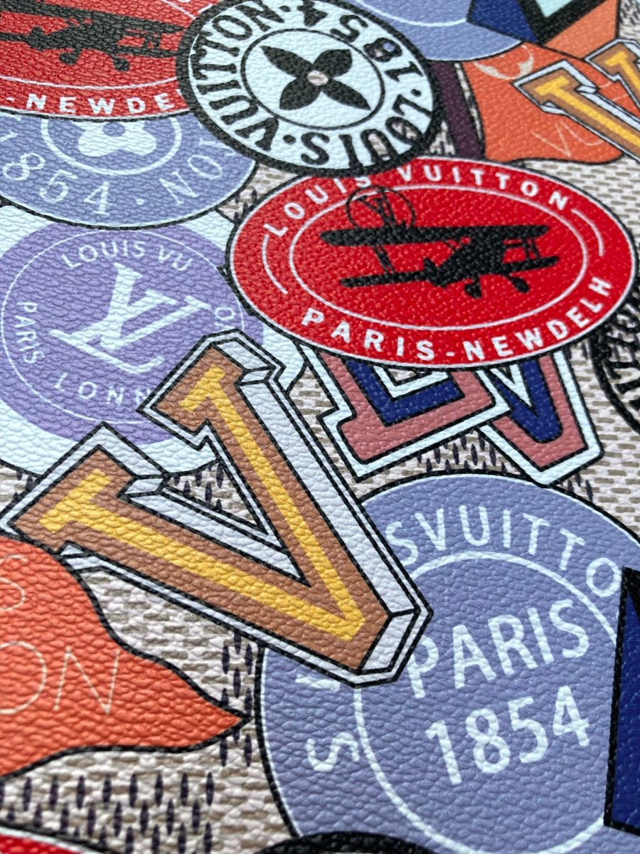 Custom Leather Handcraft Material Vintage LV Pattern Vinyl Fabric for Bag Sneakers - mingfabricstore