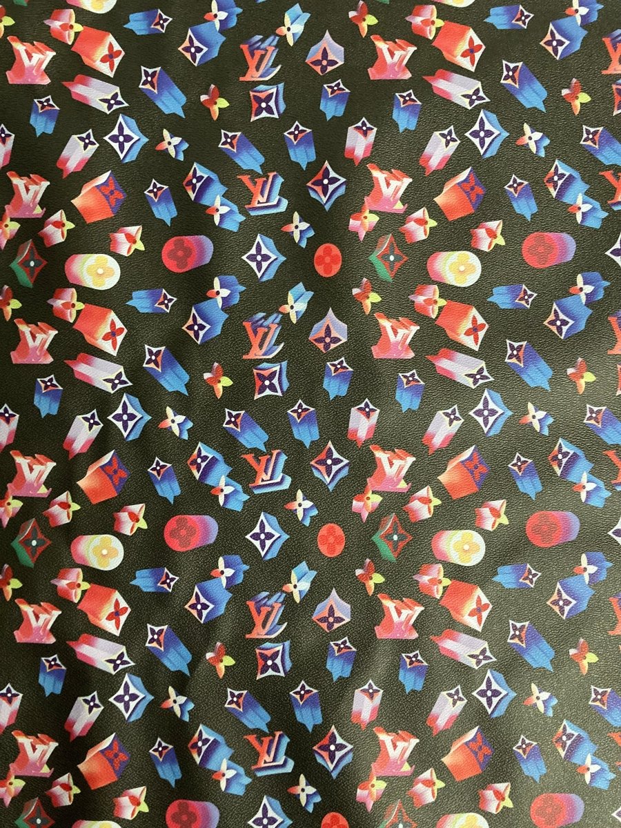 Custom Leather Vinyl Flashing LV Fabric for Custom Sneakers Upholstery - mingfabricstore