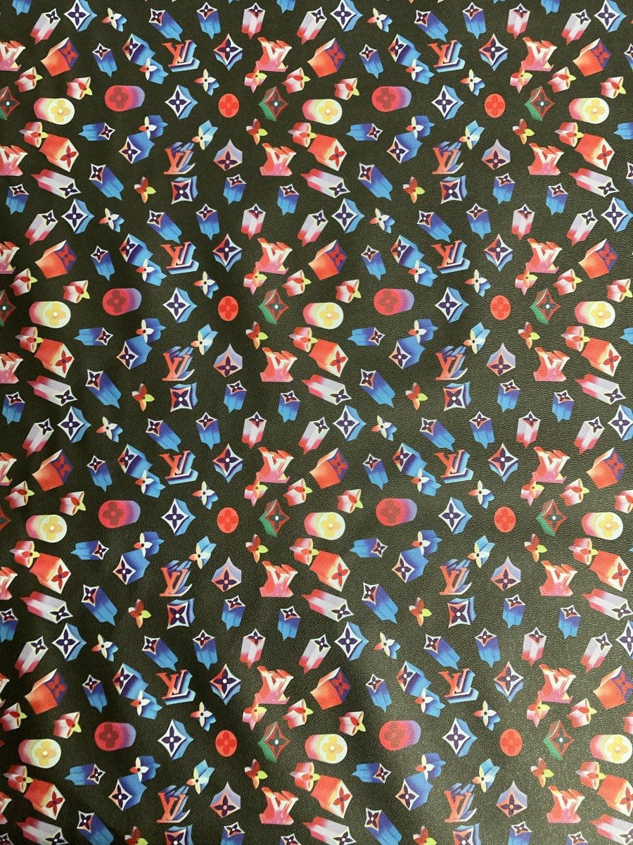 Custom Leather Vinyl Flashing LV Fabric for Custom Sneakers Upholstery - mingfabricstore