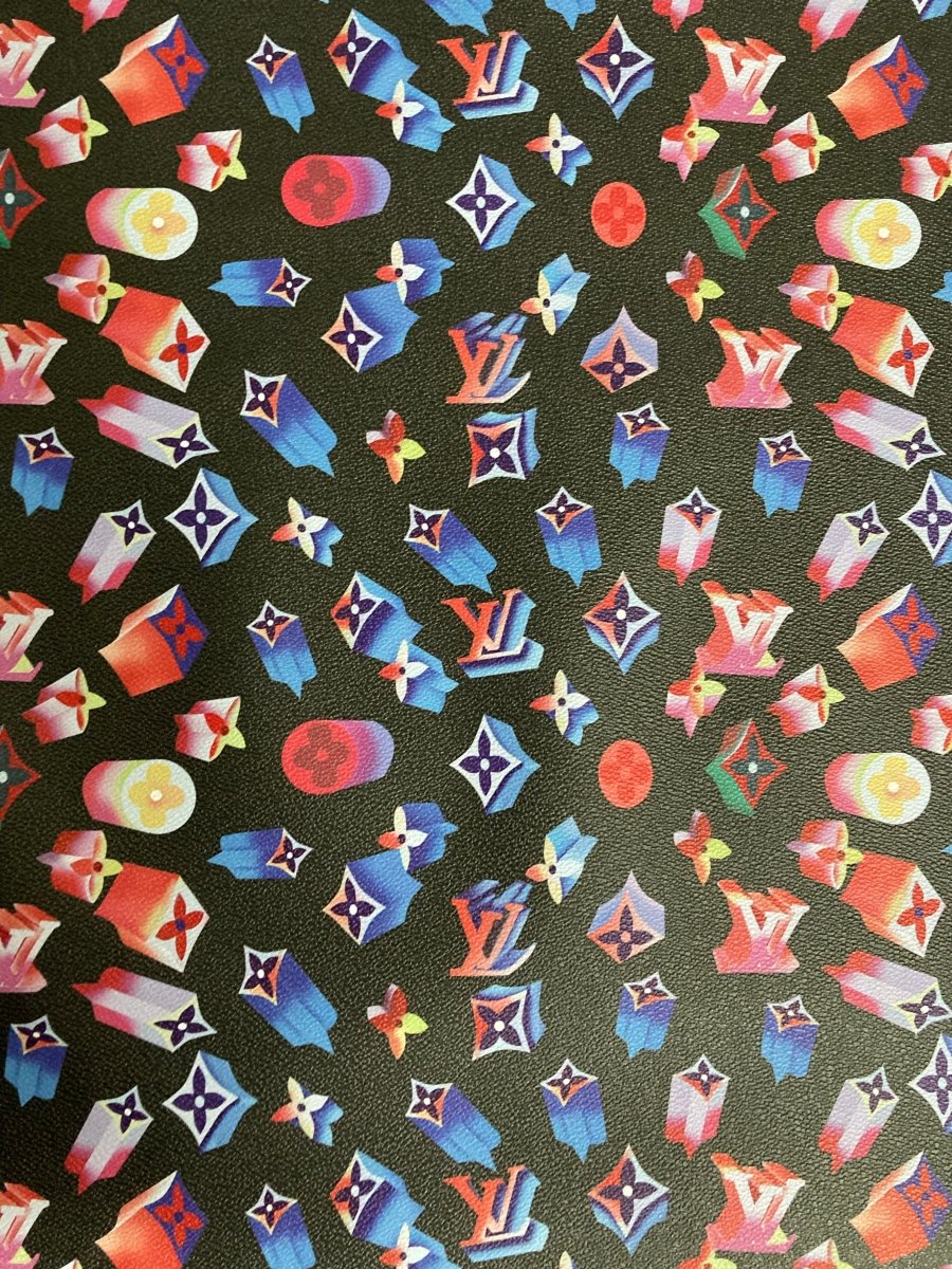 Custom Leather Vinyl Flashing LV Fabric for Custom Sneakers Upholstery - mingfabricstore