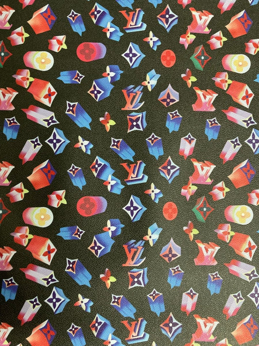 Custom Leather Vinyl Flashing LV Fabric for Custom Sneakers Upholstery - mingfabricstore