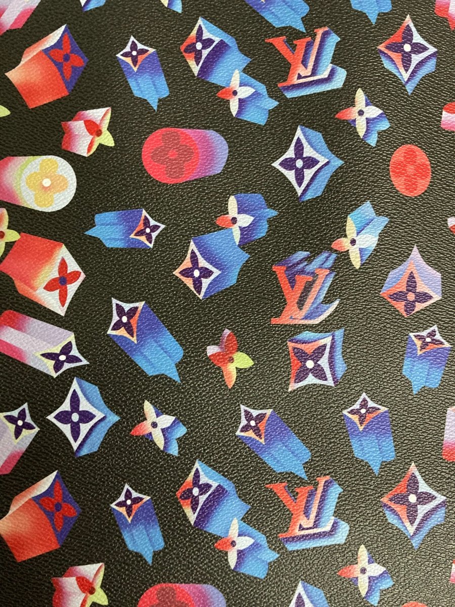 Custom Leather Vinyl Flashing LV Fabric for Custom Sneakers Upholstery - mingfabricstore
